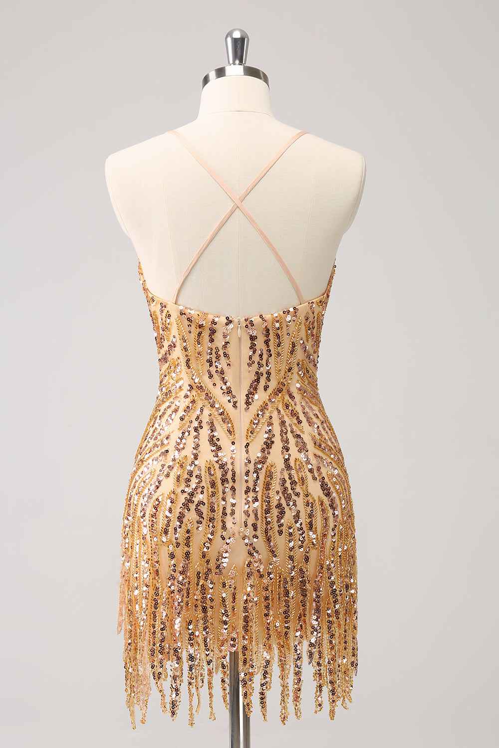 Sparkly Hot Pink Spaghetti Straps Sequins  Bodycon Short Homecoming Dress with Fringe