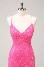 Sparkly Gold Sequined Spaghetti Straps Tight Short Homecoming Dress With Fringes