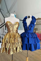 Red A Line Short Homecoming Dress With Ruffles Bmbride