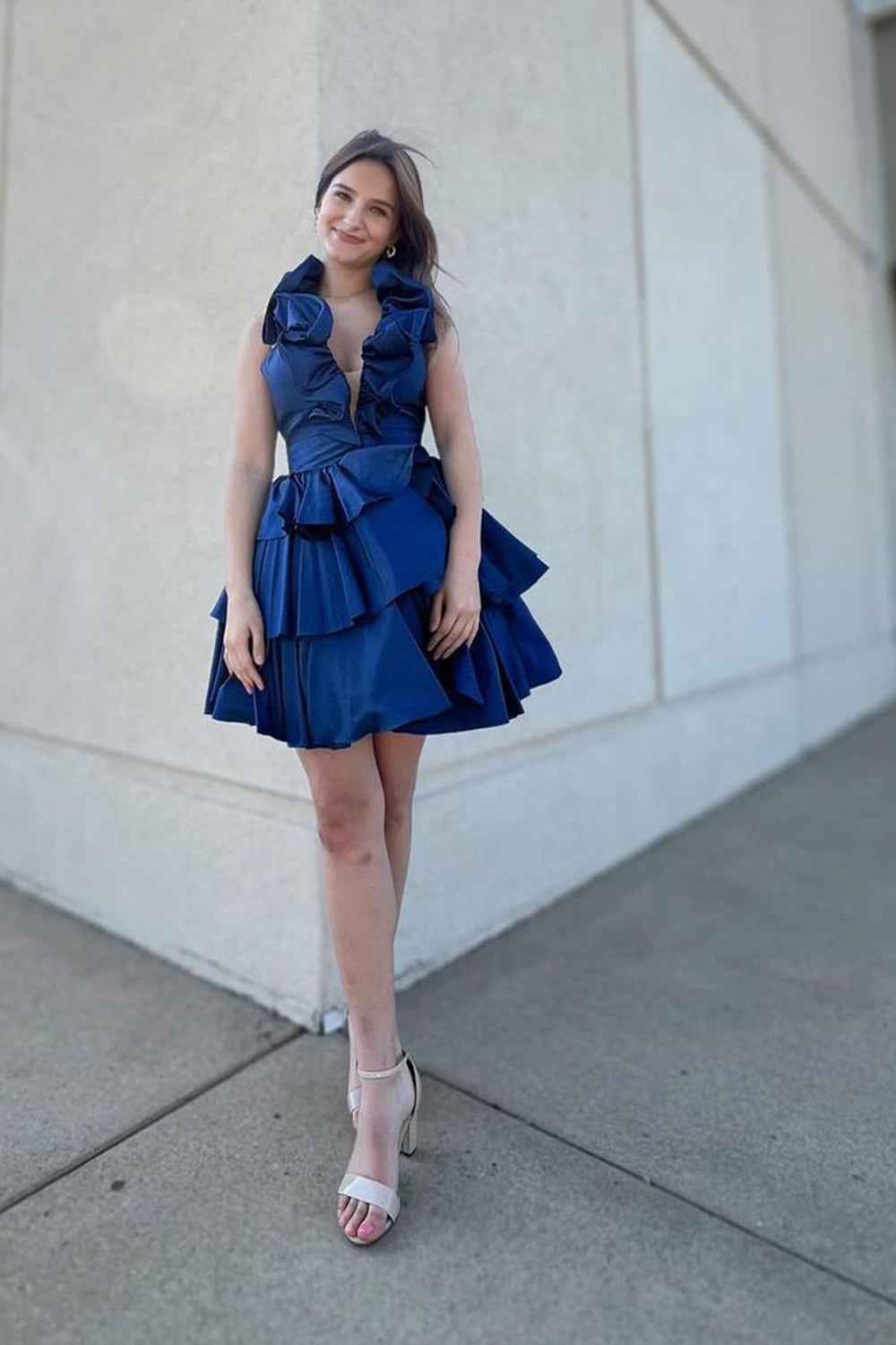 Red A Line Ruffled Short Homecoming Dress Bmbride