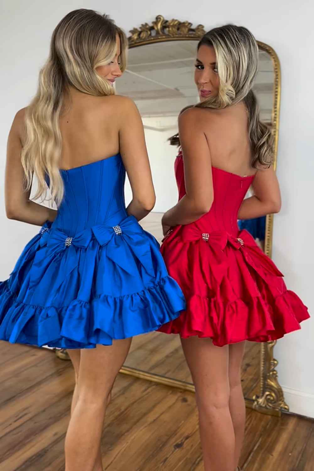 White Corset Sweetheart A Line Short Homecoming Dress With Bow Bmbride
