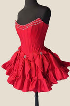 White Corset Sweetheart A Line Short Homecoming Dress With Bow Bmbride