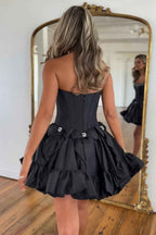 White Corset Sweetheart A Line Short Homecoming Dress With Bow Bmbride