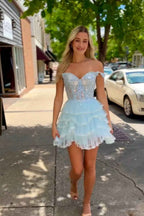 Sparkly Black Corset Ruffled Short Homecoming Dress With Lace Bmbride