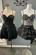 Sparkly Peacock Blue Corset Ruffled Short Homecoming Dress Bmbride