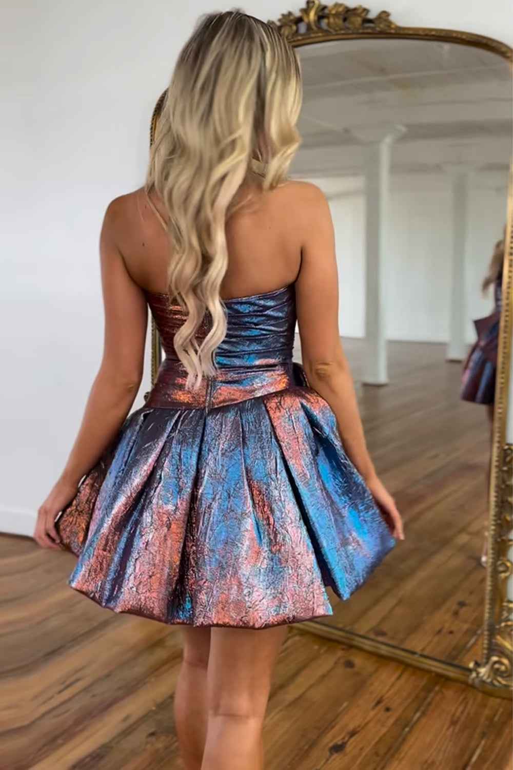 Fuchsia A-Line Ruched Short Homecoming Dress with Bow