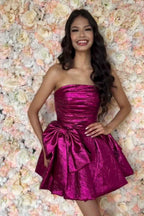Purple Sweetheart Corset A Line Short Homecoming Dress With Bow Bmbride