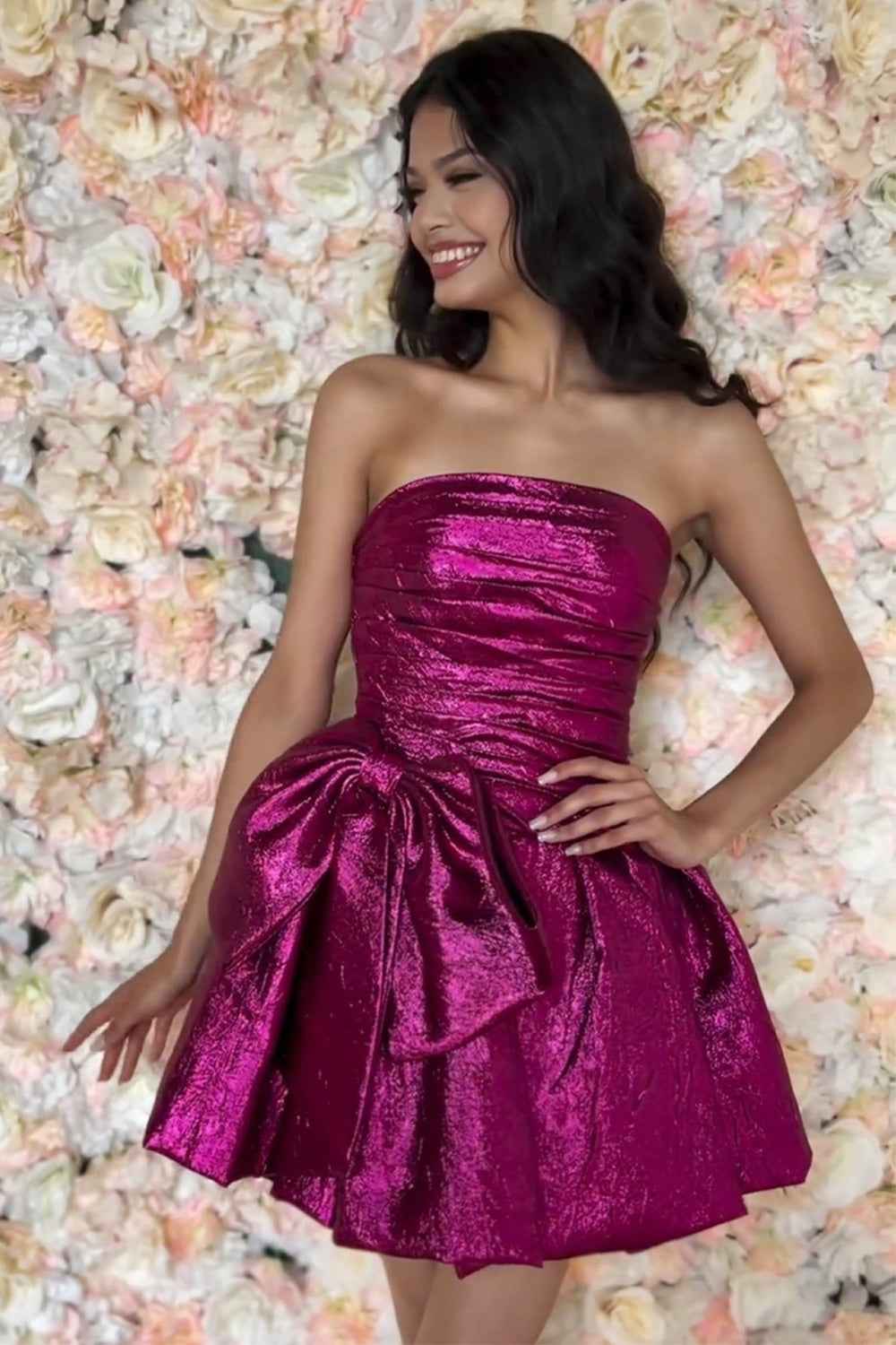 Purple Sweetheart Corset A Line Short Homecoming Dress With Bow Bmbride