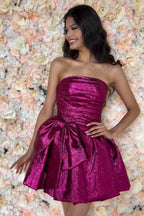 Purple Sweetheart Corset A Line Short Homecoming Dress With Bow Bmbride