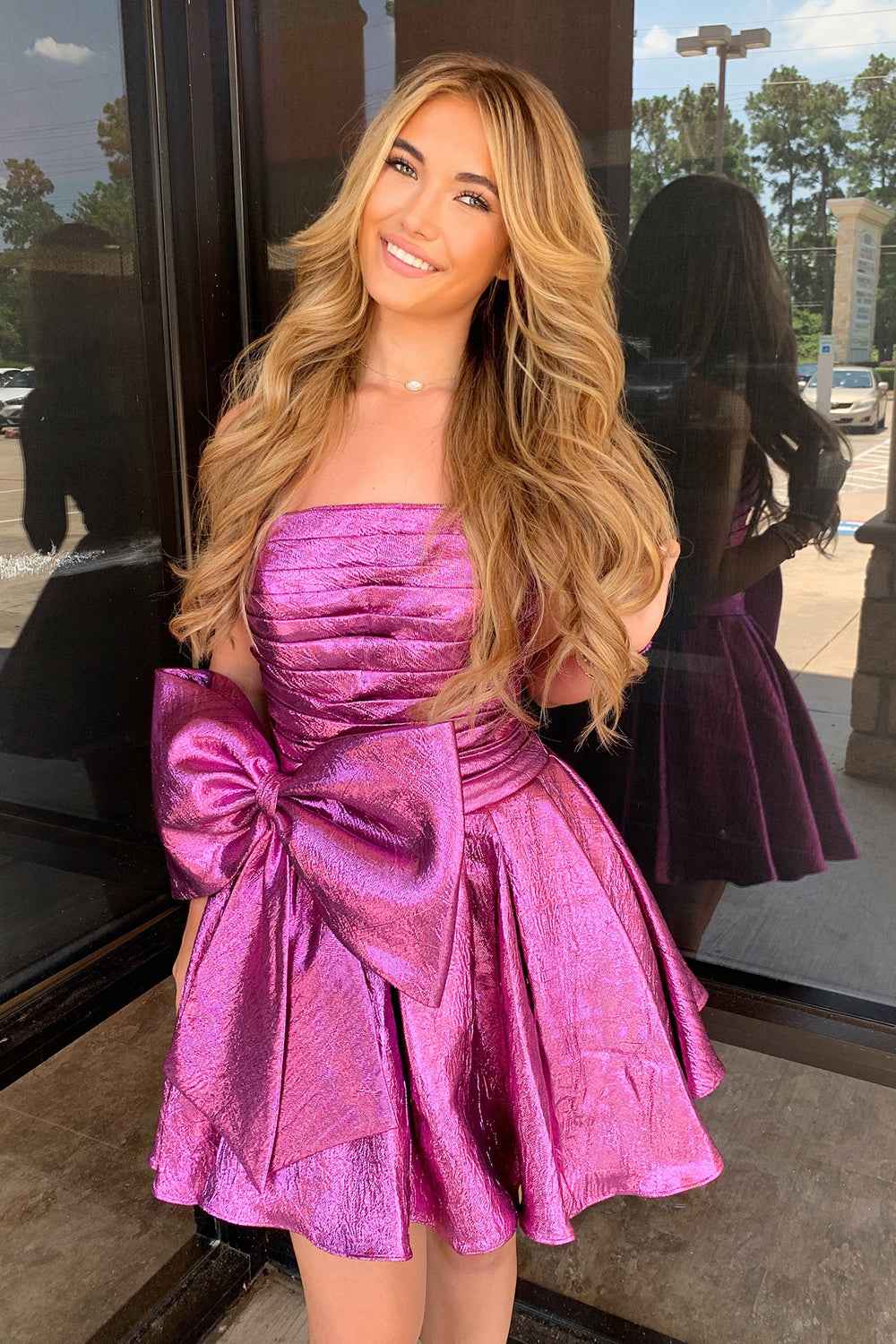 Purple Sweetheart Corset A Line Short Homecoming Dress With Bow Bmbride