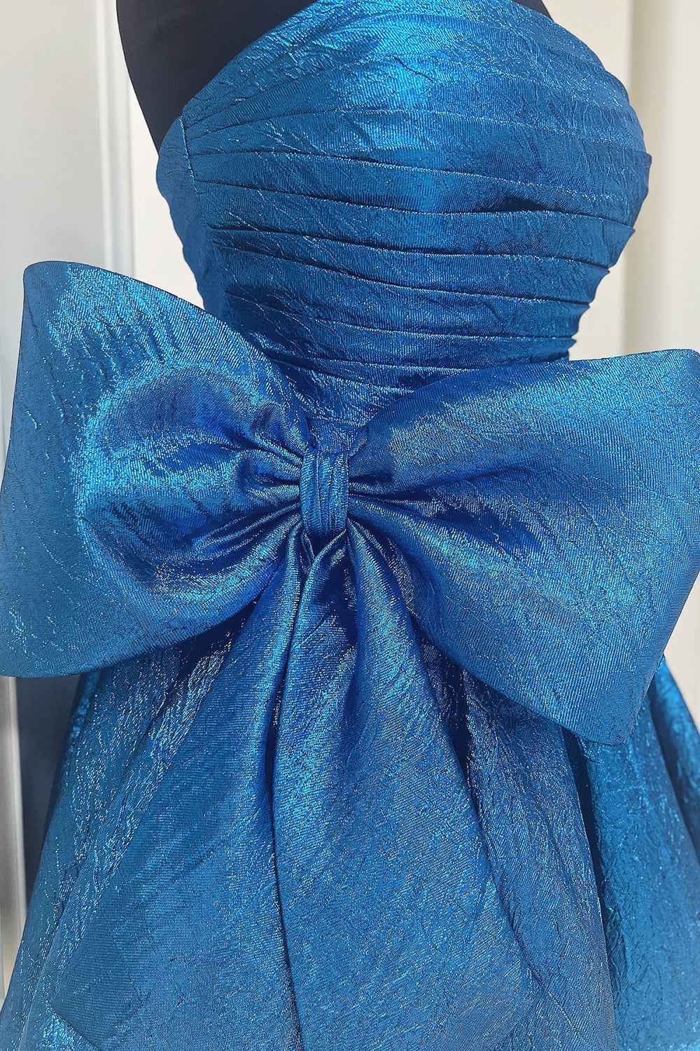 Blue Strapless Corset A Line Short Homecoming Dress With Bow Bmbride
