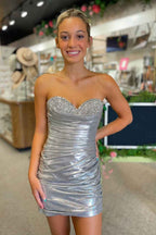 Sparkly Golden Sequins Sweetheart Tight Short Homecoming Dress Bmbride