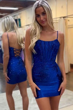 Sparkly Dark Green Bodycon Corset Tight Short Homecoming Dress Bmbride