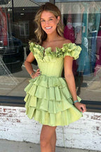Blue Off The Shoulder Corset Short Homecoming Dress With Ruffles Bmbride