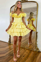Blue Off The Shoulder Corset Short Homecoming Dress With Ruffles Bmbride