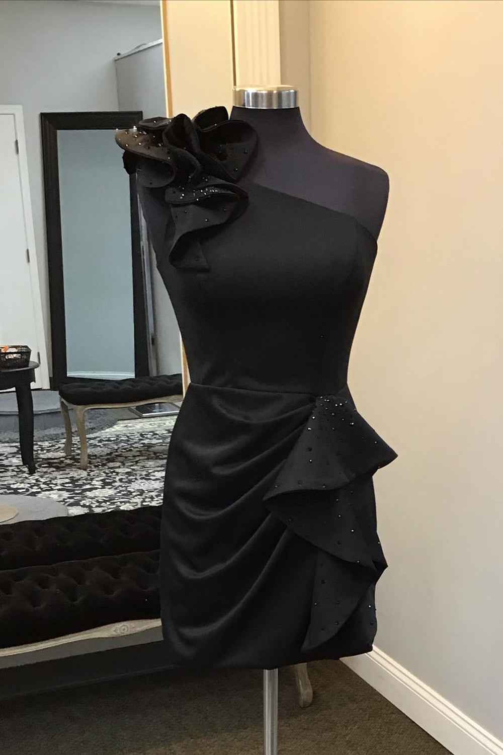 Glitter Red One Shoulder Tiered Homecoming Dress With Beadings Bmbride