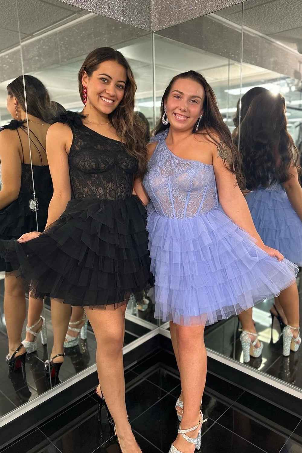 Lilac A Line One Shoulder Corset Short Homecoming Dress Bmbride