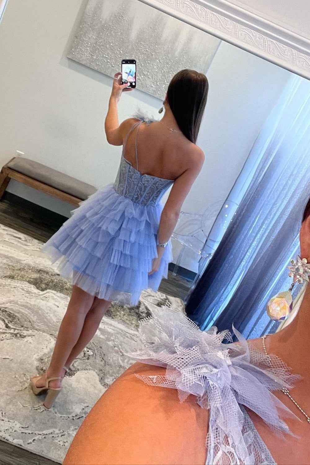 Lilac A Line One Shoulder Corset Short Homecoming Dress Bmbride