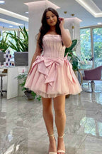 Pink A Line Sweetheart Corset Short Homecoming Dress Bmbride
