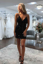 Mirror Golden Spaghetti Straps Tight Short Homecoming Dress Bmbride