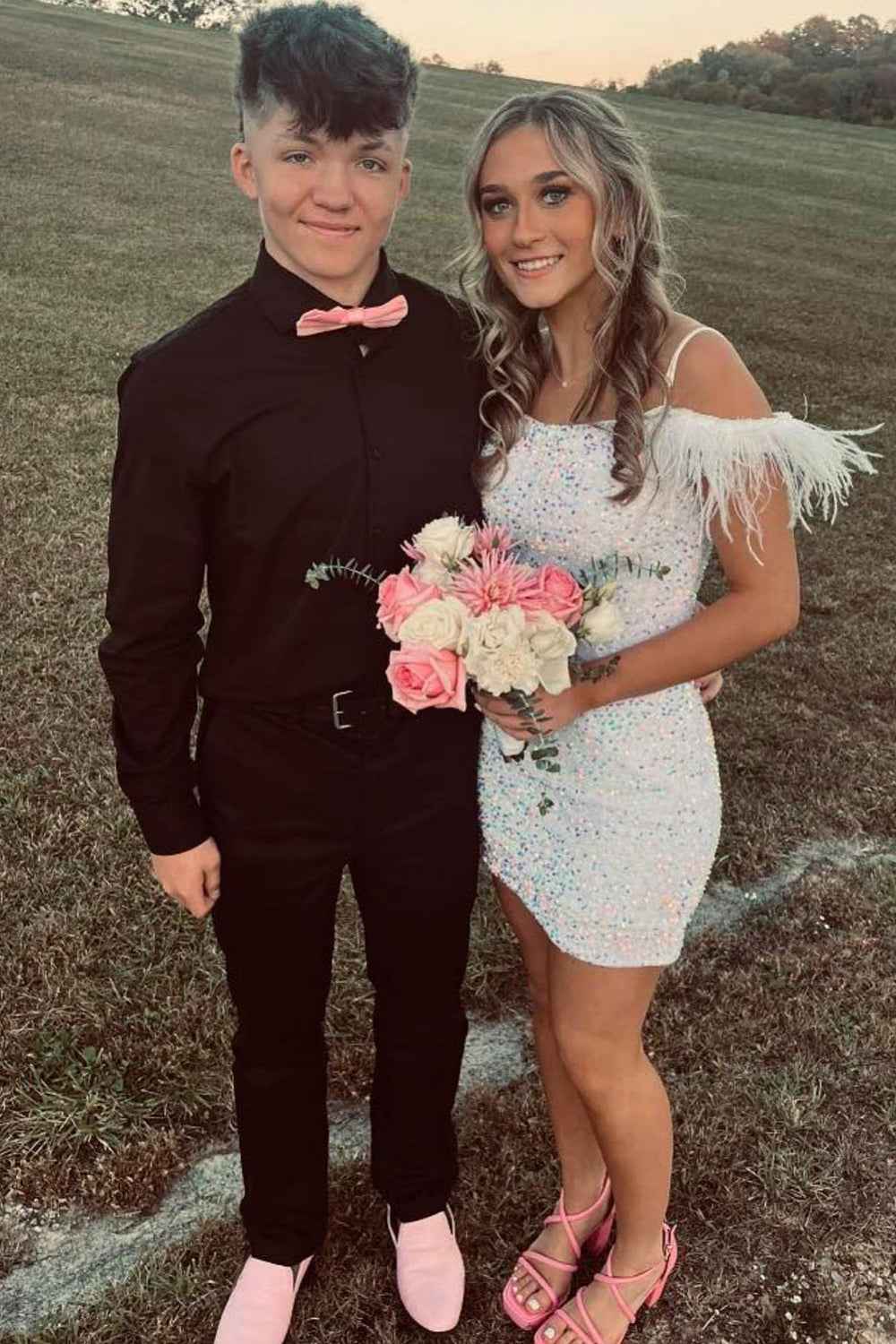 Sparkly Feathered Black Sequined Bodycon Homecoming Dress Bmbride