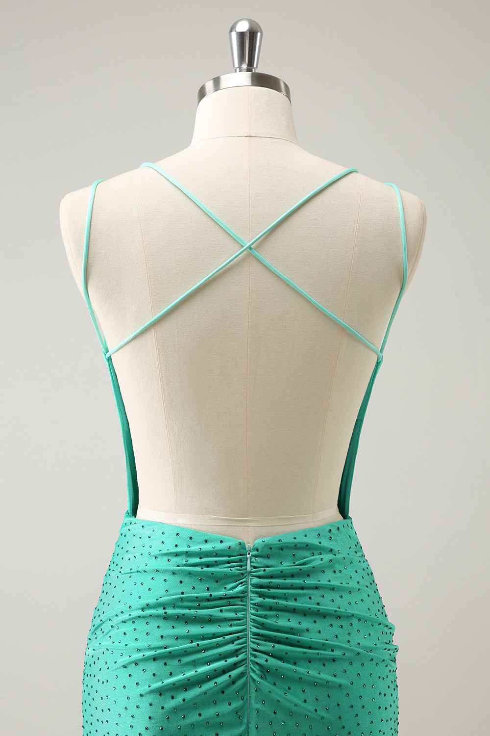 Sparkly Green Beaded Spaghetti Straps Tight Short Homecoming Dress Bmbride