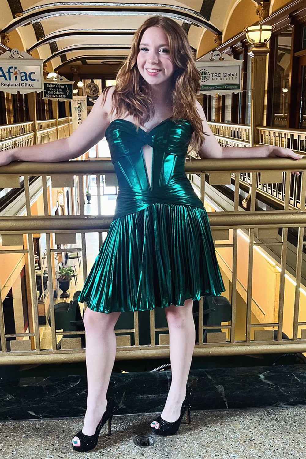 Dark Green Corset Sweetheart A Line Short Homecoming Dress Bmbride