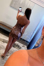 Simple Golden Corset Strapless Tight Short Homecoming Dress Bmbride