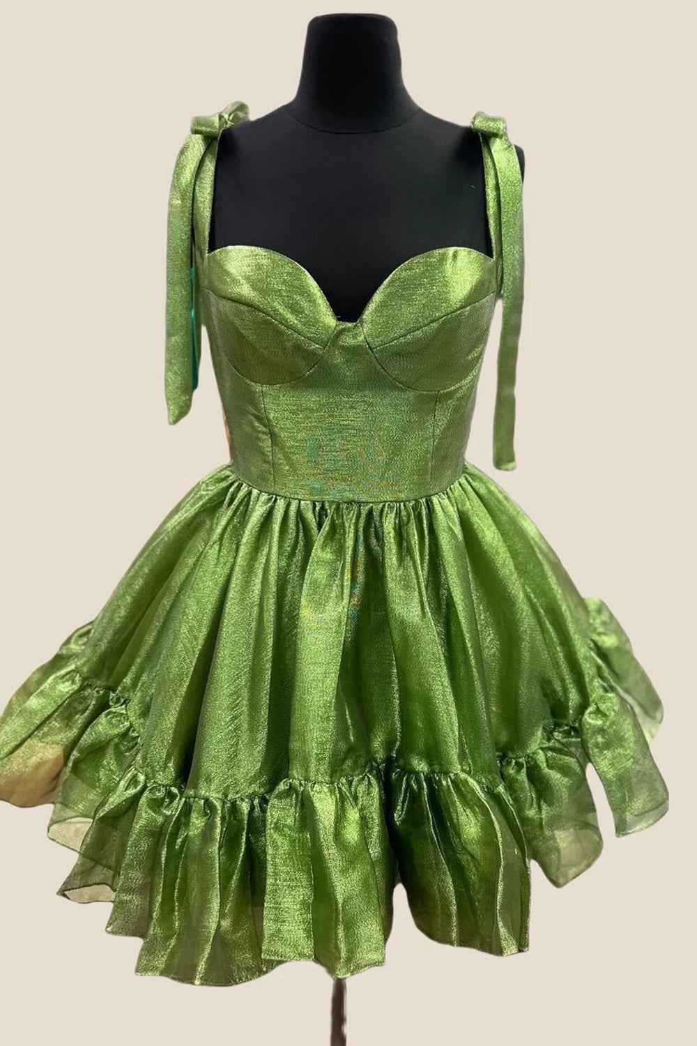 Metallic Pink Adjustable Straps A Line Short Corset Homecoming Dress with Ruffles