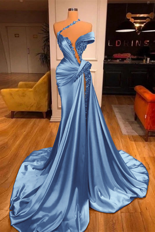 Mermaid Off the Shoulder Sleeveless Prom Dress Long Beadings With Split BMBRIDE