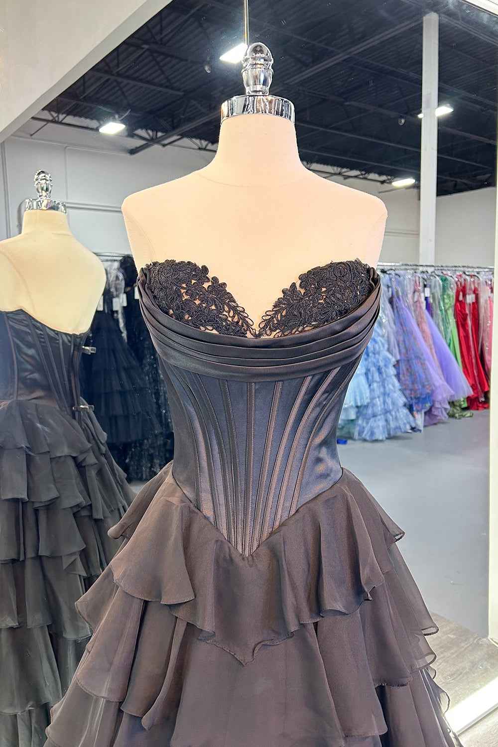 Yellow Princess Sweetheart Chiffon Ruffled Long Corset Prom Dress with Slit