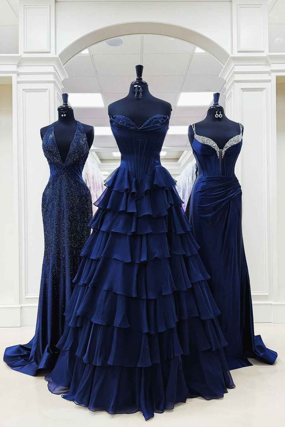 Yellow Princess Sweetheart Chiffon Ruffled Long Corset Prom Dress with Slit