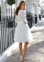 Short Sleeves A-line Jewel Tulle Wedding Dress With Lace BM bride