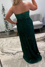 Sparkly Blue Sweetheart Sequins Bodycon Long Corset Prom Dress with Beading