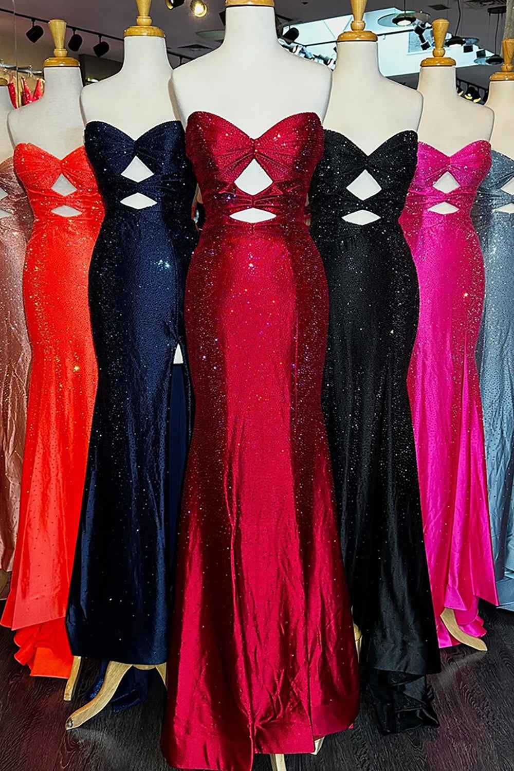 Glitter Lilac Sweetheart Mermaid Cut-out Long Prom Dress with Beading