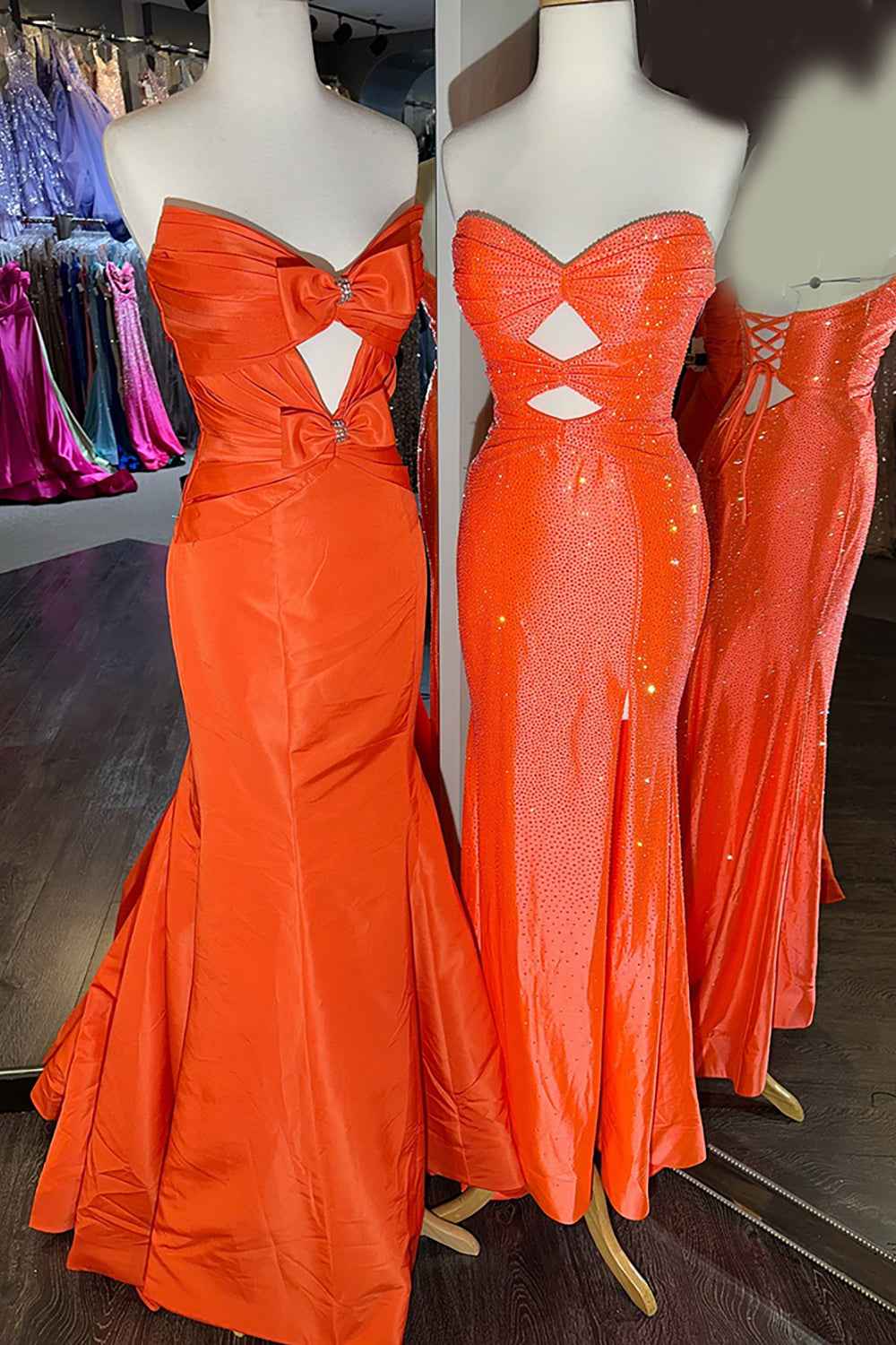 Glitter Yellow Sweetheart Mermaid Cut-out Long Prom Dress with Beading