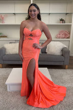 Sparkly Navy  Sweetheart Mermaid Cut Out Long Prom Dress with Beading