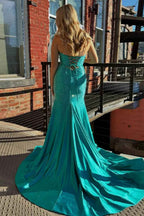 Glitter Yellow Sweetheart Mermaid Cut-out Long Prom Dress with Beading