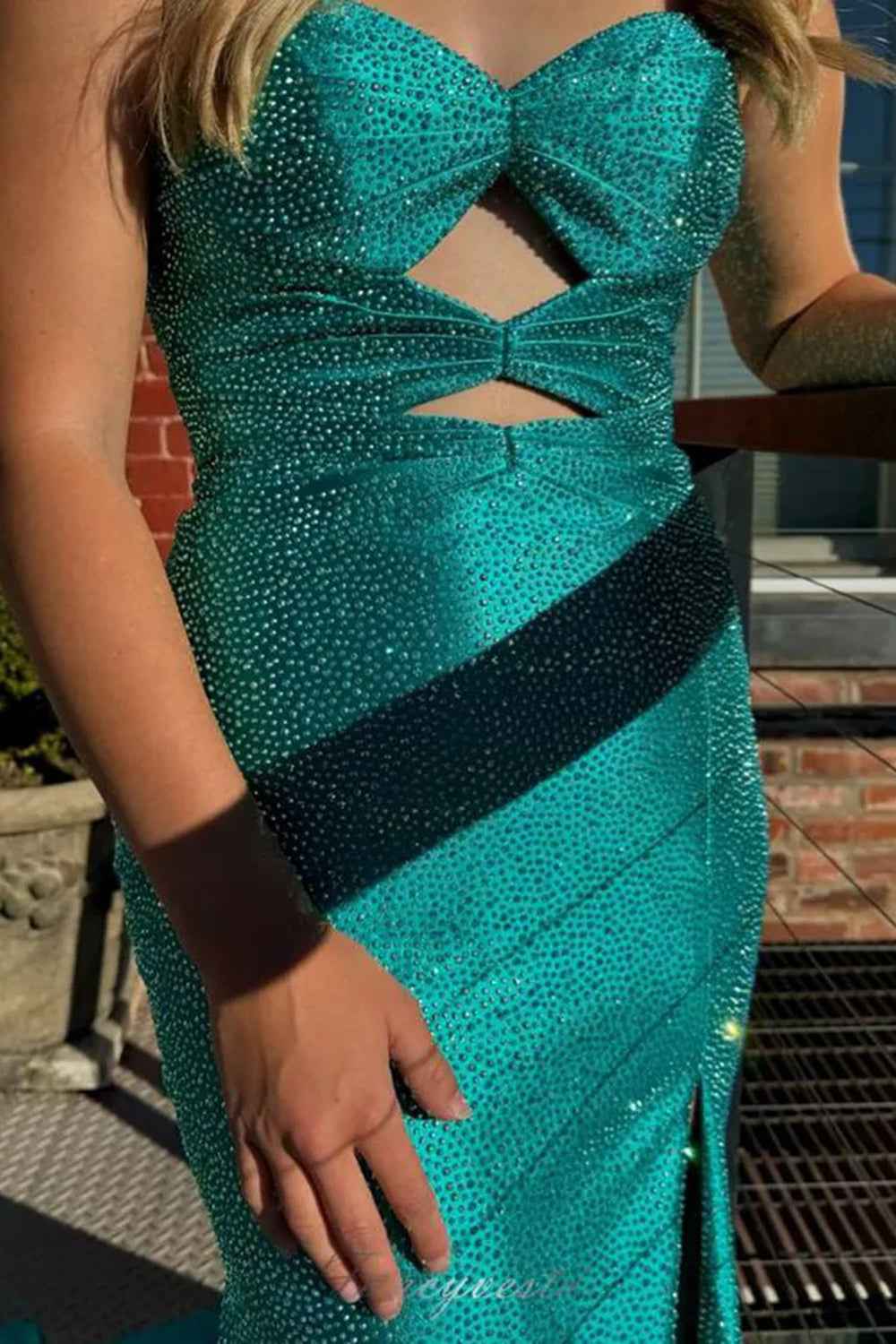 Glitter Lilac Sweetheart Mermaid Cut-out Long Prom Dress with Beading