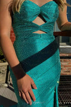 Glitter Lilac Sweetheart Mermaid Cut-out Long Prom Dress with Beading