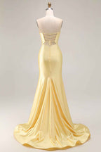 Sparkly Navy  Sweetheart Mermaid Cut Out Long Prom Dress with Beading