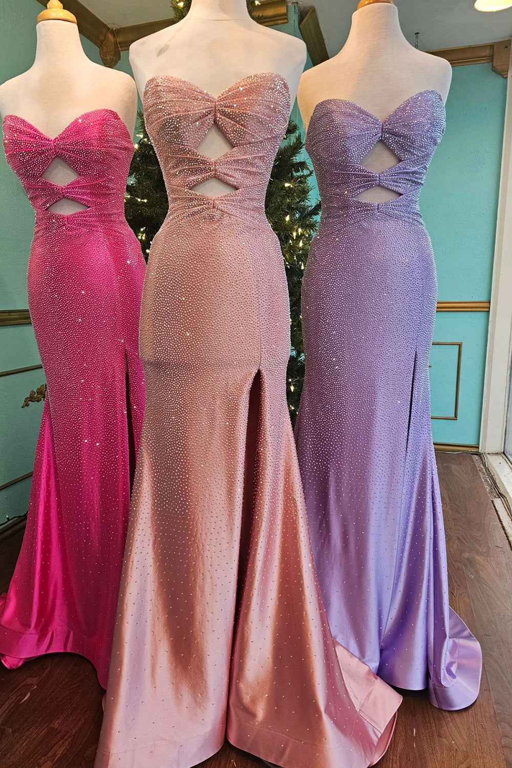 Glitter Lilac Sweetheart Mermaid Cut-out Long Prom Dress with Beading