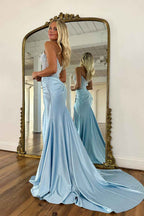 Sparkly Golden Sweetheart Mermaid Beaded Long Corset Prom Dress with Slit