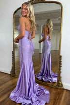 Sparkly Navy  Sweetheart Mermaid Cut Out Long Prom Dress with Beading