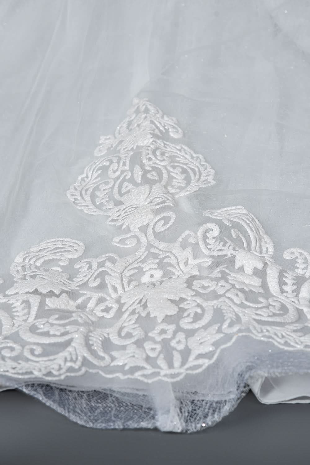 Elegant Cap Sleeve Sheer Tulle Ball Gown Wedding Dress with Lace V-Neck BM bride