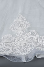 Elegant Cap Sleeve Sheer Tulle Ball Gown Wedding Dress with Lace V-Neck BM bride