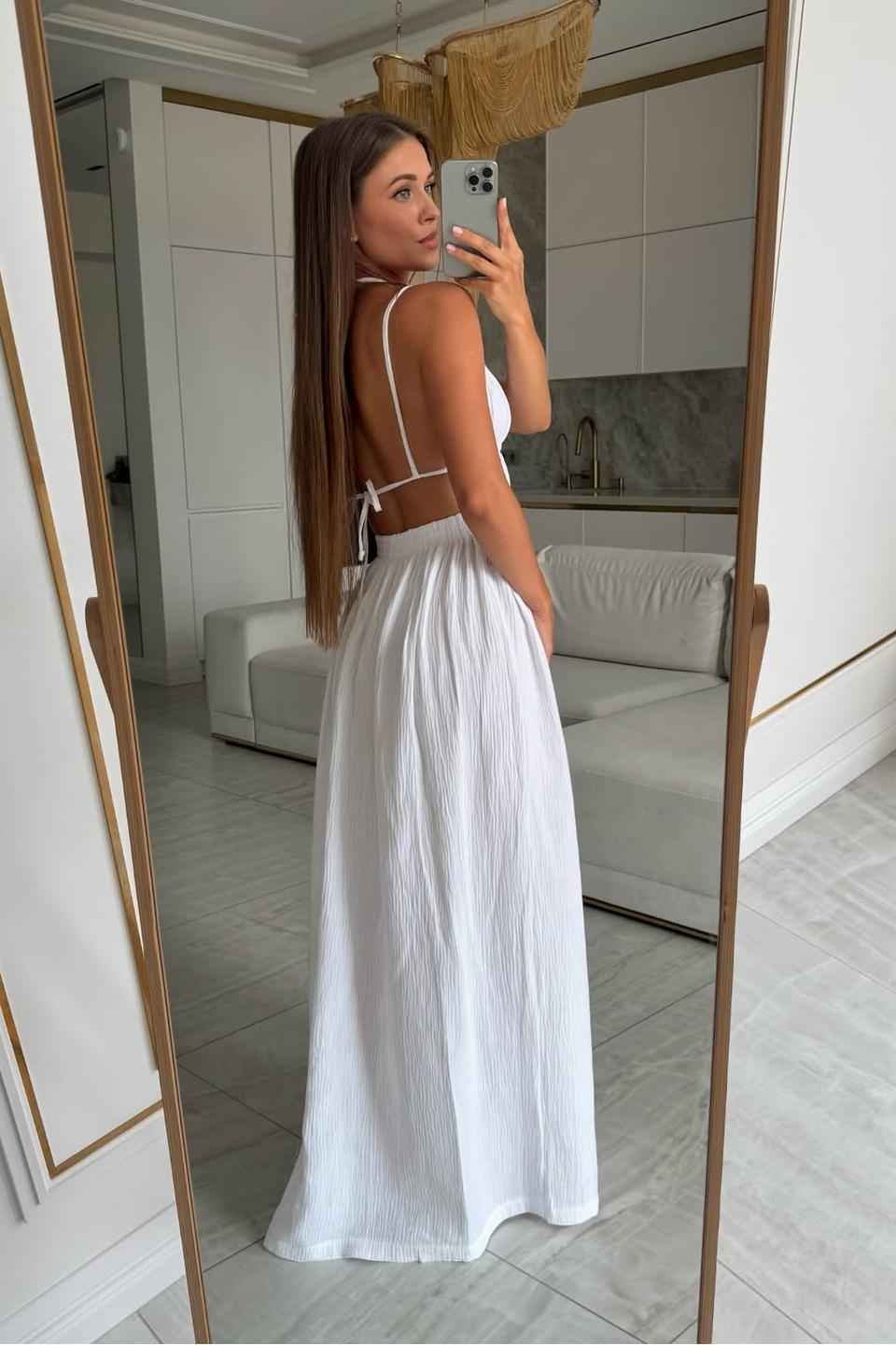 Spaghetti Strap Backless Sleeveless Long Split Prom Dress With Pleated