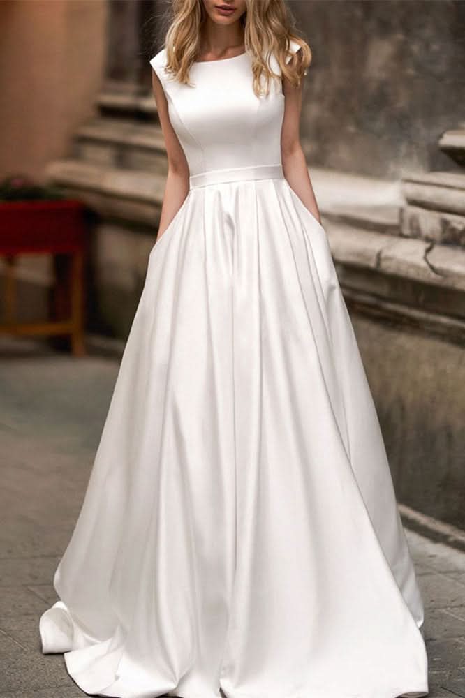 Cap Sleeve Wedding Dress with Pockets BM bride