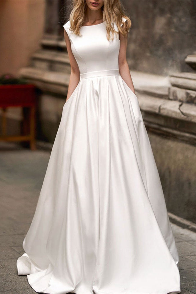 Cap Sleeve Wedding Dress with Pockets BM bride
