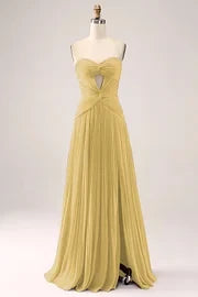 Gorgeous Fuchsia Strapless Cut Out Draped Pleated Prom Dress BMBRIDE